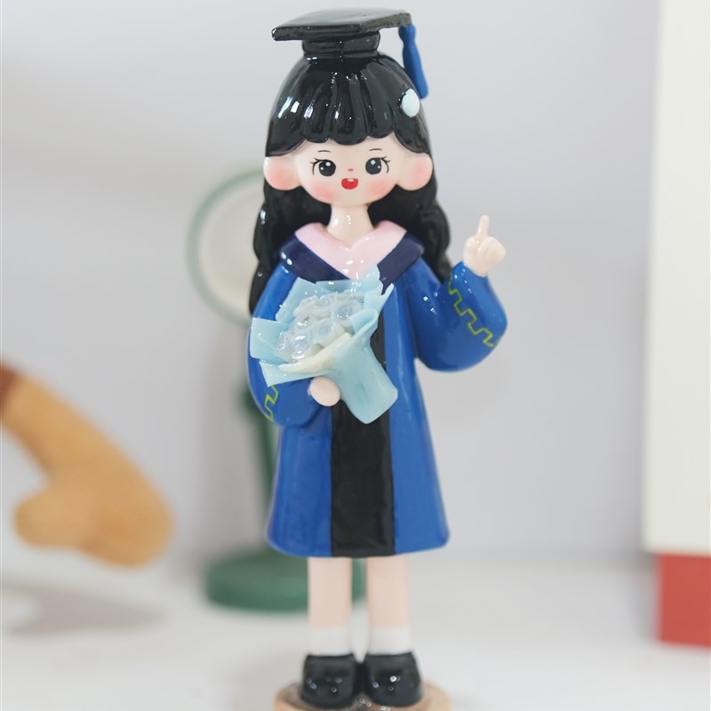 毕业礼物石塑粘土人偶卡通公仔摆件生日情侣软陶diy定制学士服