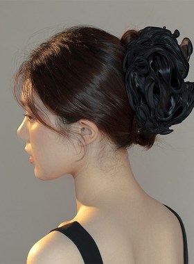 云朵抓夹大号发量大后脑勺气质女士发夹黑色高级感精致头花新款