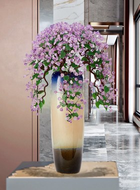 落地花瓶摆件紫水晶发财树摆件客厅玄关柜壁龛转角处高档乔迁新居