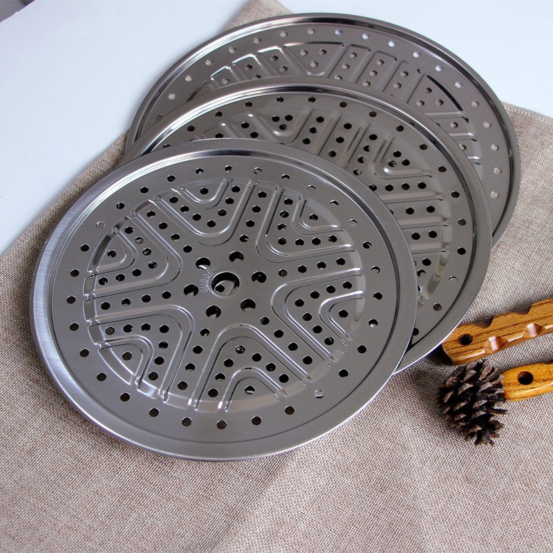 加厚加厚304不锈钢炒锅蒸架圆形蒸片蒸馒头包子蒸笼蒸盘家用蒸锅