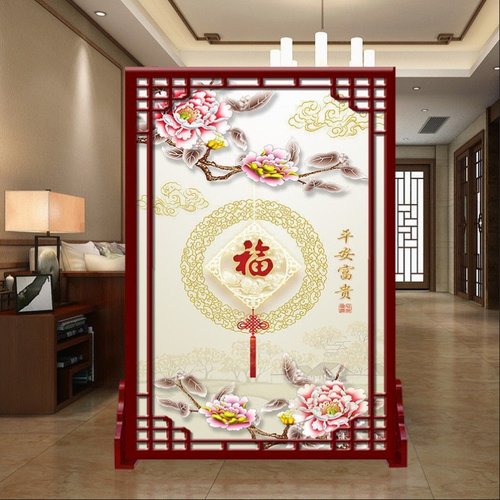 屏风隔断客厅卧室玄关入户房间遮挡旺宅聚财移动双面W中式简易座