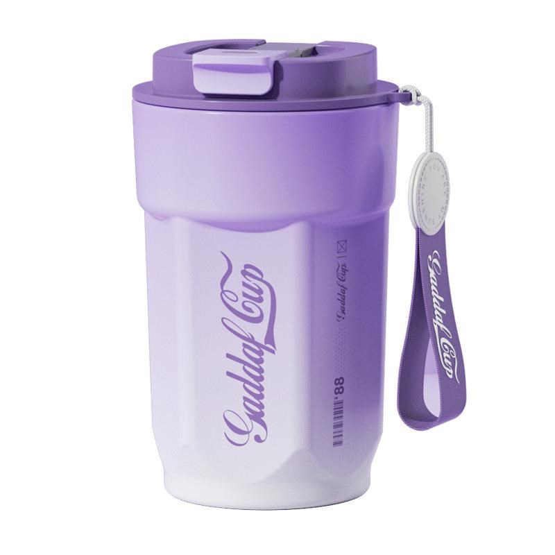 新款渐变不锈钢真空双层保温杯随手杯带吸管双饮八角咖啡杯水杯