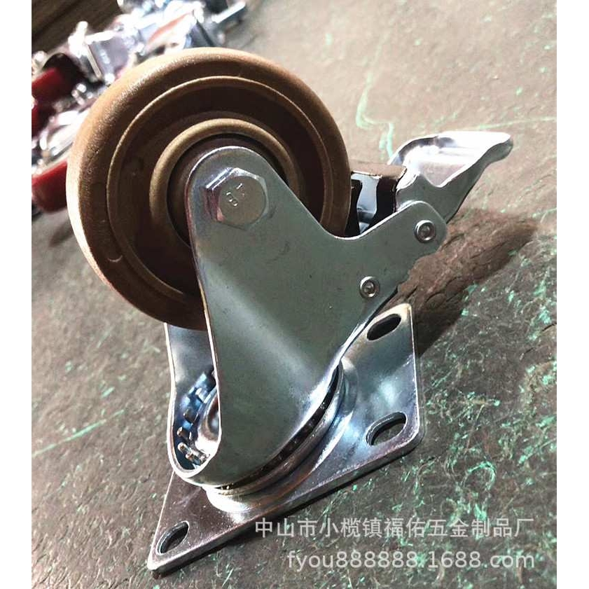 3寸4寸5寸棕色万向轮耐高温尼龙脚轮烤箱烤炉烘干房推车轮子直供