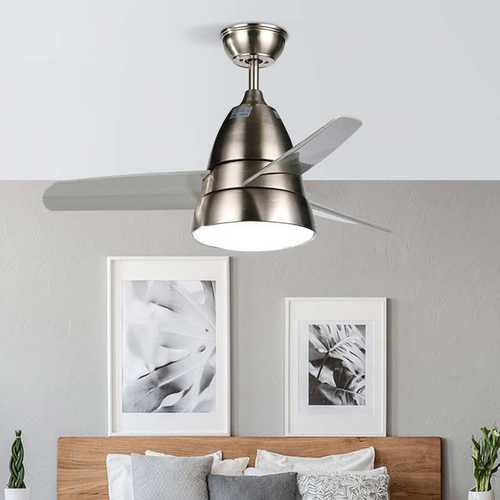 EGLO现代LED风扇灯 卧室黑色白色风扇灯36寸简约儿童房吊扇灯