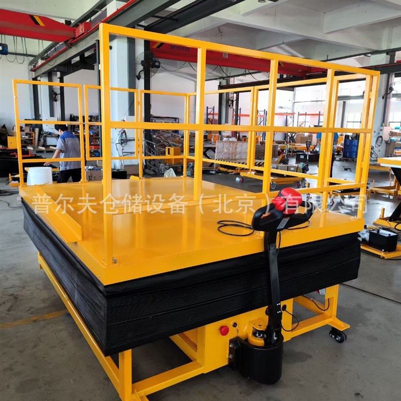 移动式电动升降平l台车加风琴罩手动液压平台车工位车搬运车维修
