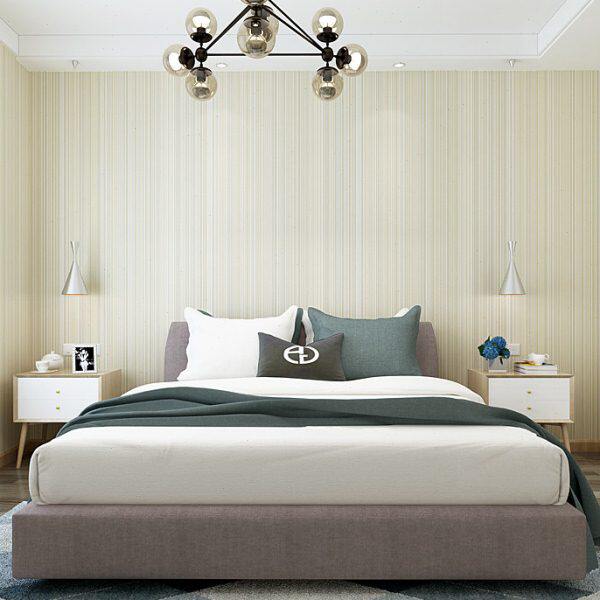 3D加厚现代简约北欧素色卧室无纺布墙纸纯纸条纹书房客厅酒店壁纸