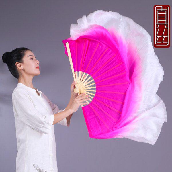 扇子跳舞扇双面加长古典舞荞麦花儿童秧歌扇弱水三千真丝舞蹈扇