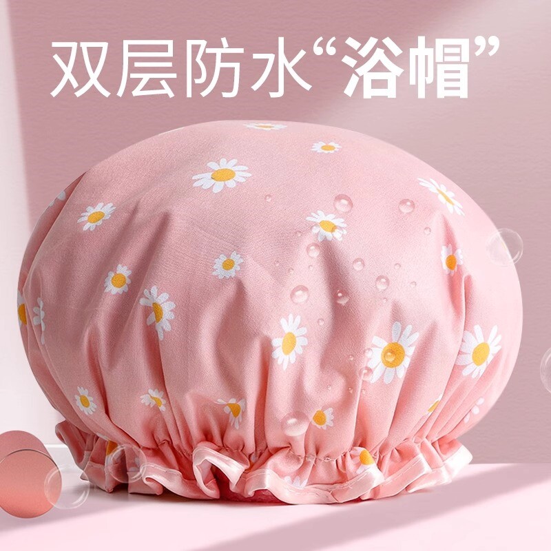 新款浴帽女家用双层加厚防水洗澡淋浴头套沐浴帽厨房防油烟帽子