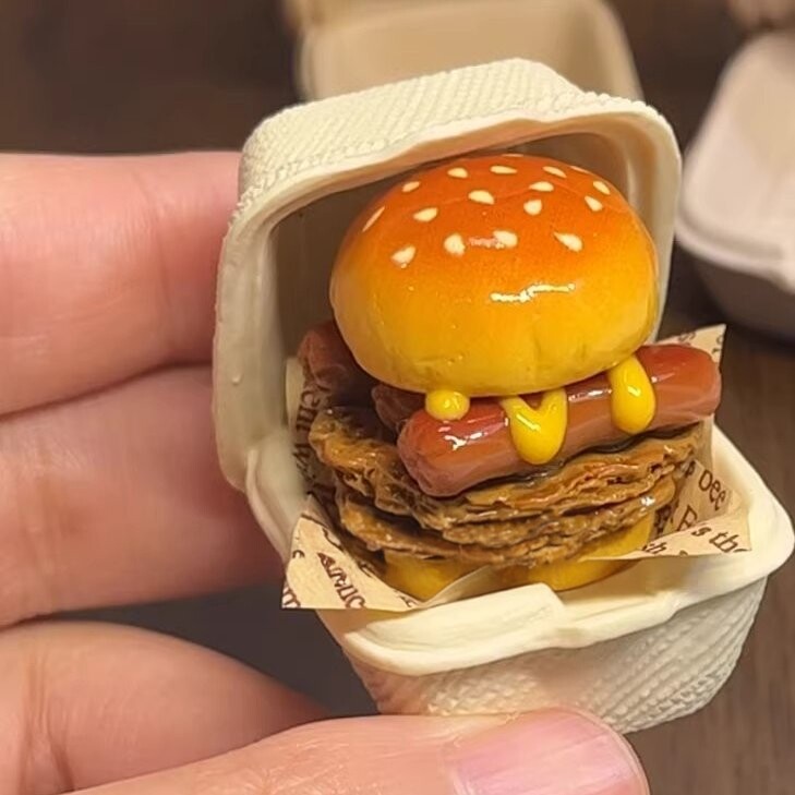 迷你美式热狗芝士堡创意冰箱贴ins仿真打包盒汉堡包磁吸贴装饰贴
