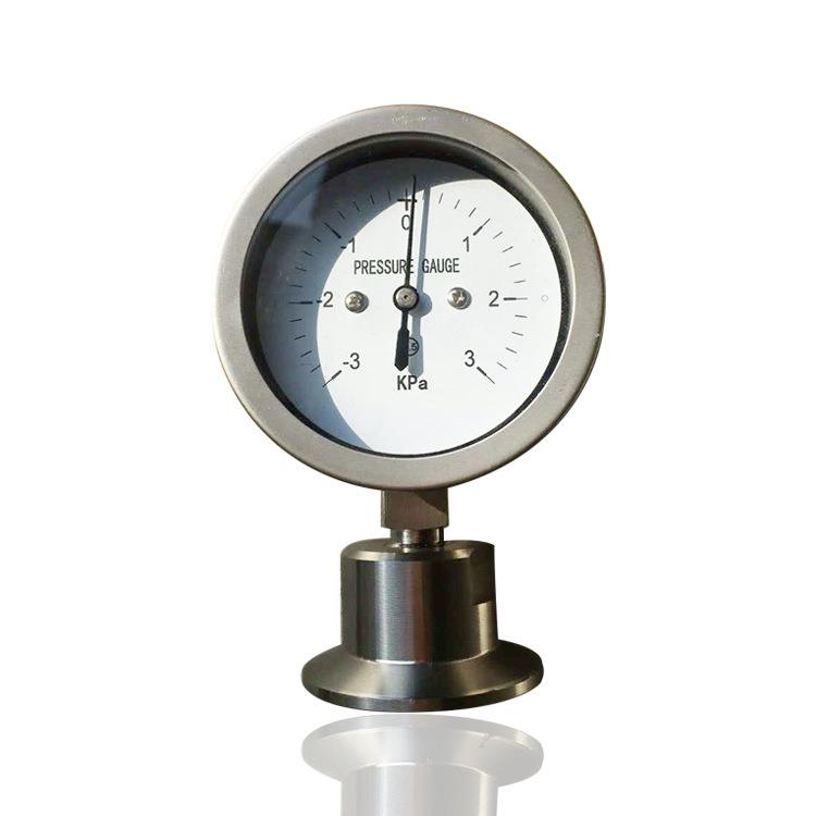 全钢卫生隔膜压力真空膜盒表正负压力表微压力表YZEB-60-3~3KPA