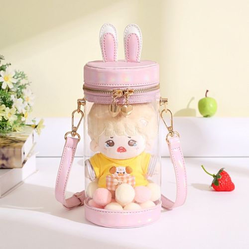 棉花娃娃外出包20cm 15cm10cEm透明小包包单肩包痛包娃包兔耳包