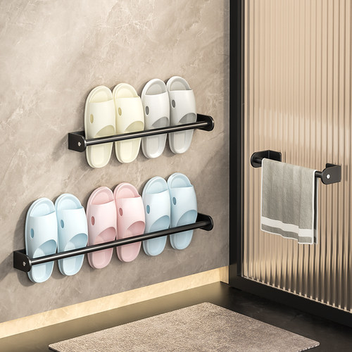 浴室拖鞋架沥水置物架子挂架免y打孔厕所门后鞋子收纳壁挂式卫生