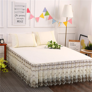 三件套蕾丝花边1.5米1.8x2.0m床套防滑床盖 单件 夏季 床罩床裙式