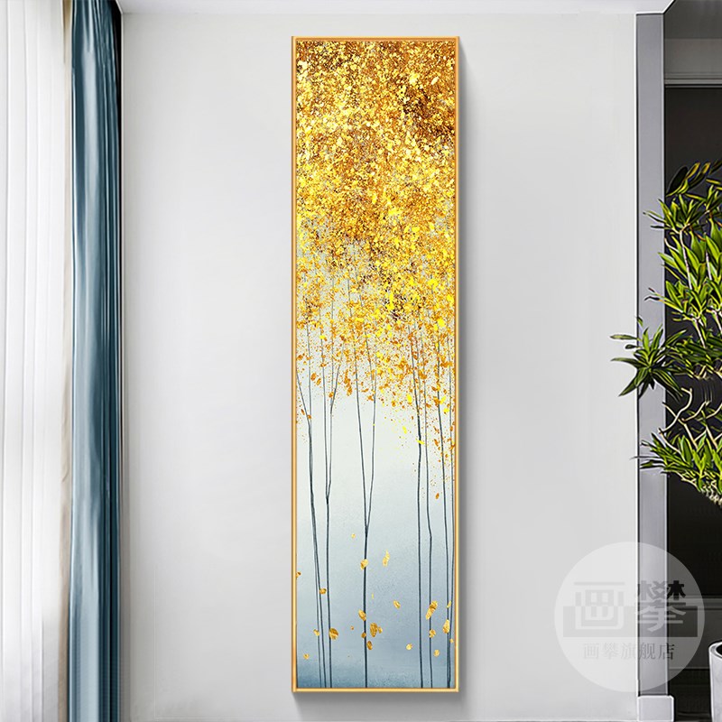 发财树装饰画 画挂画 画抽象竖版正对门入户玄关走廊过道楼梯间墙图片