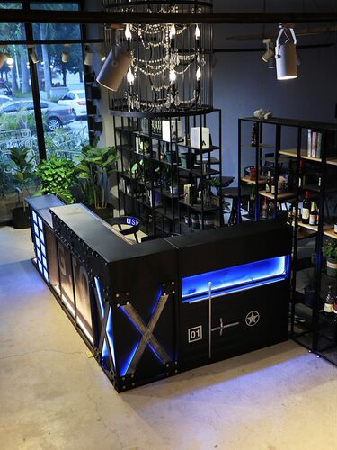 工业风店铺收银台餐厅奶茶v店烧烤店柜台酒吧转角美容院吧台前台