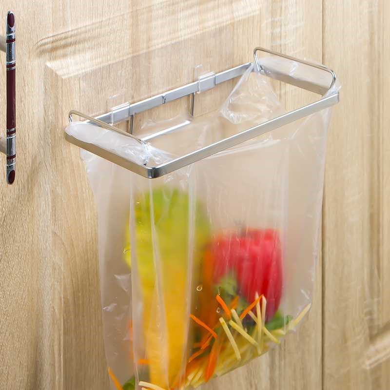 厨房垃圾挂架分类垃圾桶不锈钢橱柜挂式塑料垃圾袋固定架收纳挂架
