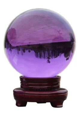 黄色水晶球摆件白紫红透明圆球玻璃客厅玄关开业家居装饰品摆件