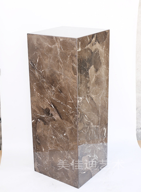 天然咖网纹大理石雕塑底座家居客厅简约摆件酒店别墅落地摆件饰品