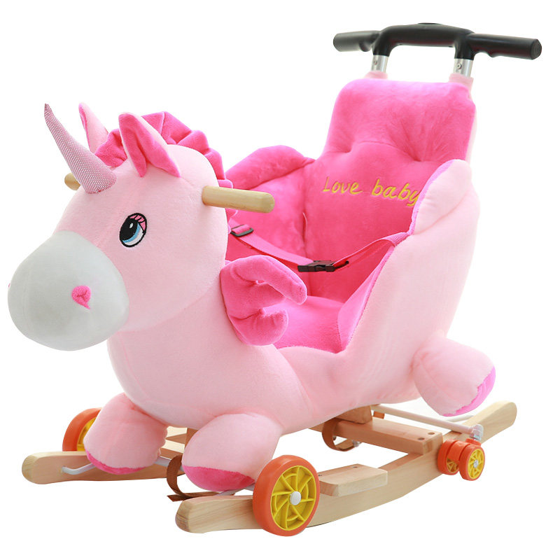 0-2岁儿童玩具礼物宝宝小木马两用摇马实木摇摇马摇椅带音乐包邮