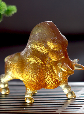 拓荒牛琉璃牛摆件居家客厅商铺前台桌面摆放装饰商务亲朋国风送礼