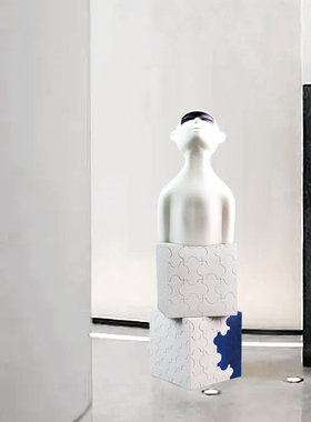 现代简约雕塑布置装饰摆台售楼处网红摆件底座家居装饰品桌面展台