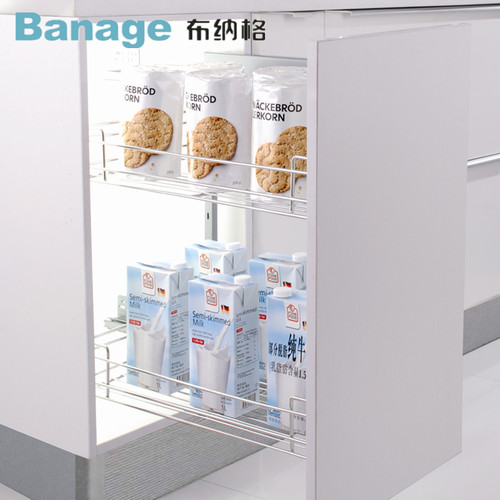 布纳格厨房橱柜200/300/400柜体侧装拉篮不锈钢调味品阻尼抽屉式