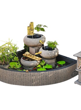 户外假山流水喷泉鱼缸摆件水景阳台庭院花园布置装饰造景景观鱼池