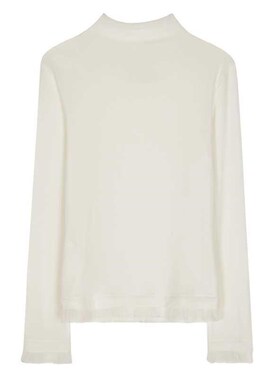 芝士兔 白色打底衫女2新款0z24小众I假两件黑色高领内搭显瘦长袖