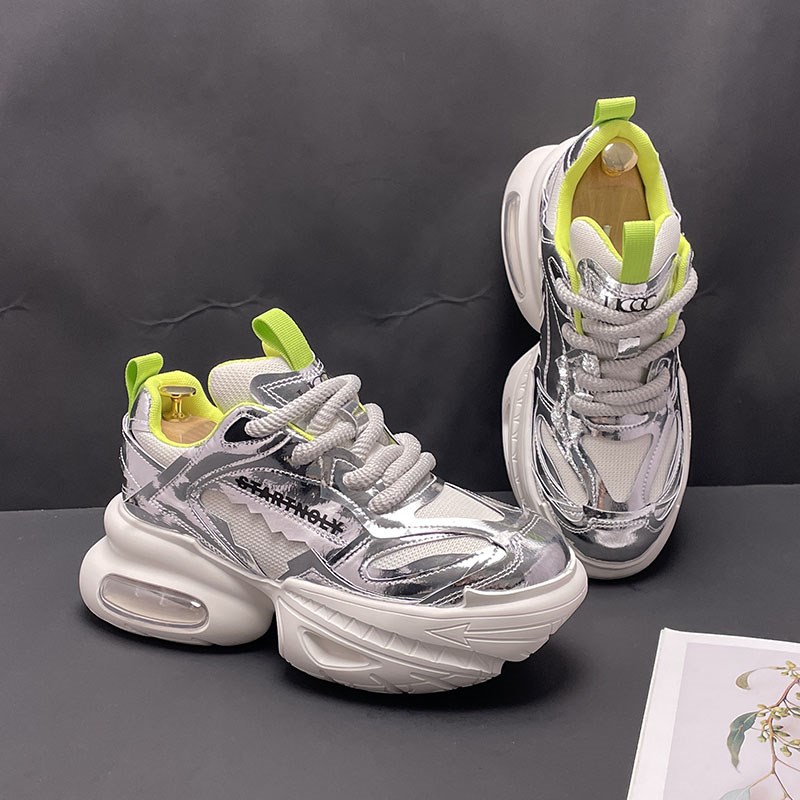 老爹鞋男士厚底夏季新款透气网面运动休闲鞋时尚百搭内增高小白鞋