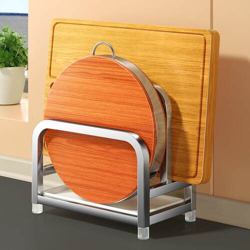 加粗304不锈钢砧板架切菜板架坐式G厨房置物架收纳锅盖架案板架子