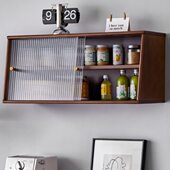 北欧实木厨房吊柜墙壁柜餐边柜墙上悬空置物柜储物柜餐厅墙柜挂柜