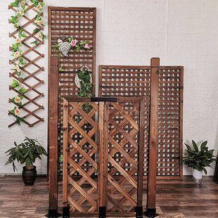 庭院装饰碳化防腐木花架户外花园花箱木栅栏花盆网格围栏攀爬藤架