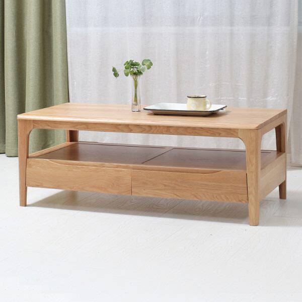 日式全实木北美橡木茶几北欧原木咖啡桌简约现代客厅小户型茶桌
