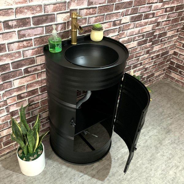 LOFT工业风铁艺复古创意油桶立柱盆池卫生间酒吧落地式洗手台盆,家装主材,立柱盆,淘宝优惠券,粉丝福利购,淘宝优惠卷