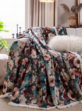 缦琪韵沙发巾美式村防毛抓花花朵提厚实伊复古XGL工厂乡直供