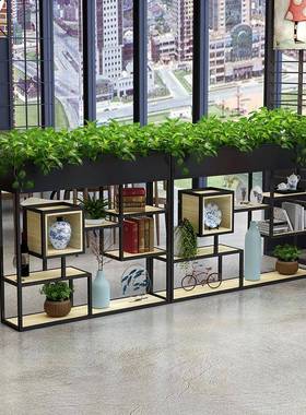 室内花架铁艺围栏装落地式公室餐厅内饰室多层板隔办断置1688036