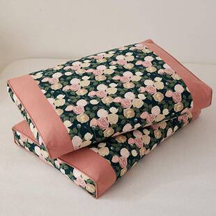 椎韩式碎花全荞麦皮枕头护颈助睡眠成人家用荞麦壳芯硬枕KGP可枕