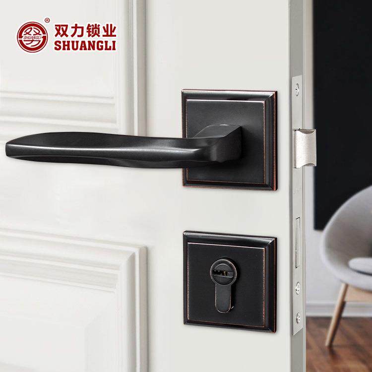 力门锁室家B05-180用通用型卫间双卧室黑色生房门分体锁具木门静