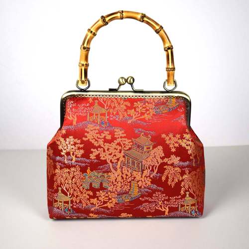 手333658国工新中式竹节手仿提宋锦香云袍纱口金DIY材料包风复古