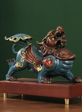 黄铜貔貅摆件客一60对铜业貔貅皮丘厅玄关居办公室店铺开装饰礼家