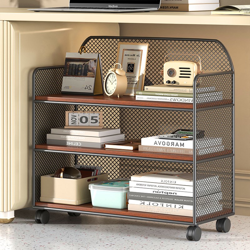 办公桌置物架多功能桌下书柜卧室带轮小推车桌下可移动文件收纳架