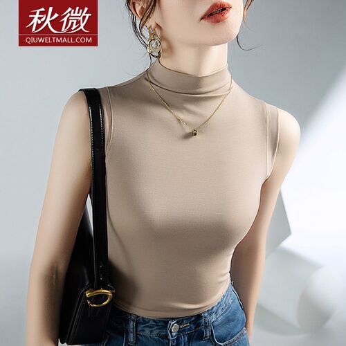 秋微秋冬新款无袖长n款内搭外穿打底衫显瘦半高假领子女百搭假领