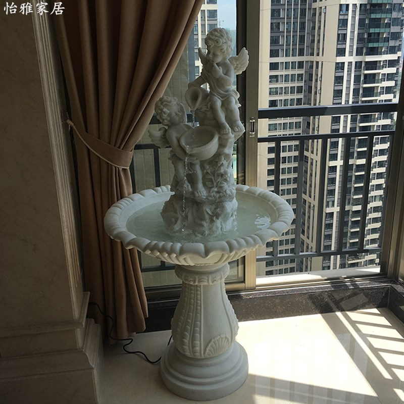 大型园林水景喷泉 庭院假山流水鱼池摆件 欧式婚庆花园天使水循环