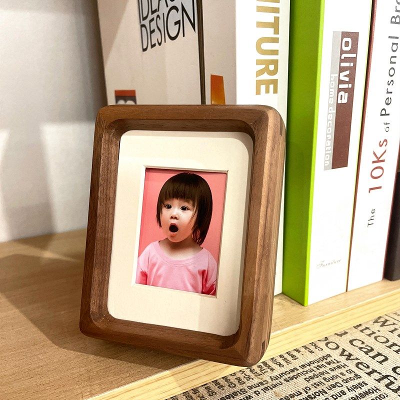 黑胡桃实木相框摆台洗照片卡通相片diy木质45678寸儿童框架10挂墙