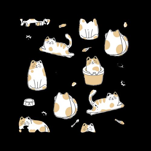 奶油风卡通瓷砖卫生间个性浴室厕所墙砖定制小猫图案花砖餐厅背景
