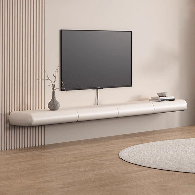 壁挂式实木电视机柜奶油风法式悬挂式白色悬空客厅小户型现代简约