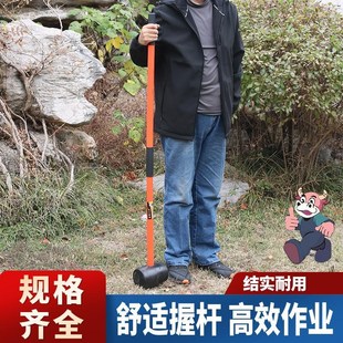 橡胶锤黑色实心偏硬无弹力胶锤空心防震柄槐木柄加长长柄橡胶锤