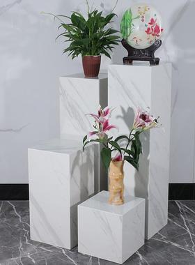 大理石方形底座展示台白色轻奢工艺礼品摆饰陈列架客厅地台落地石