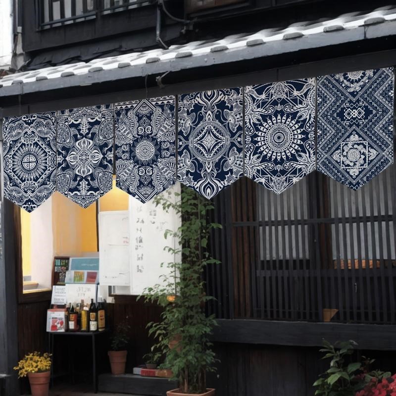 民族风装饰挂布文化三角旗少数民族厨房短帘餐厅门T头遮挡帘免打