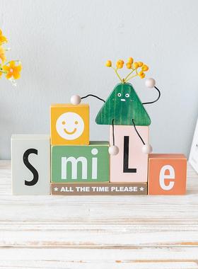 阿楹展示书架玄关卧室微笑摆件创意工位电视柜艺术开放格小装饰